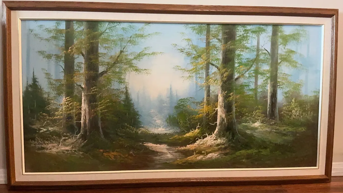 Framed Forest Landscape Oil Painting on Canvas