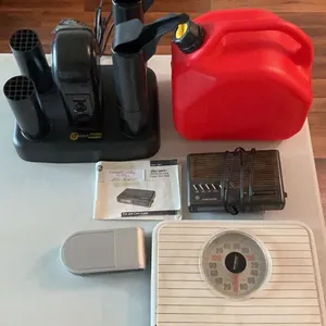 Utility Items Including PEET Dryer, Gas Can, Scale, and More