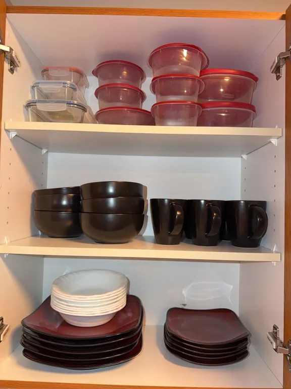Gibson Elite Black and Red Dinnerware Set with Corelle Bowls and Food Storage Containers