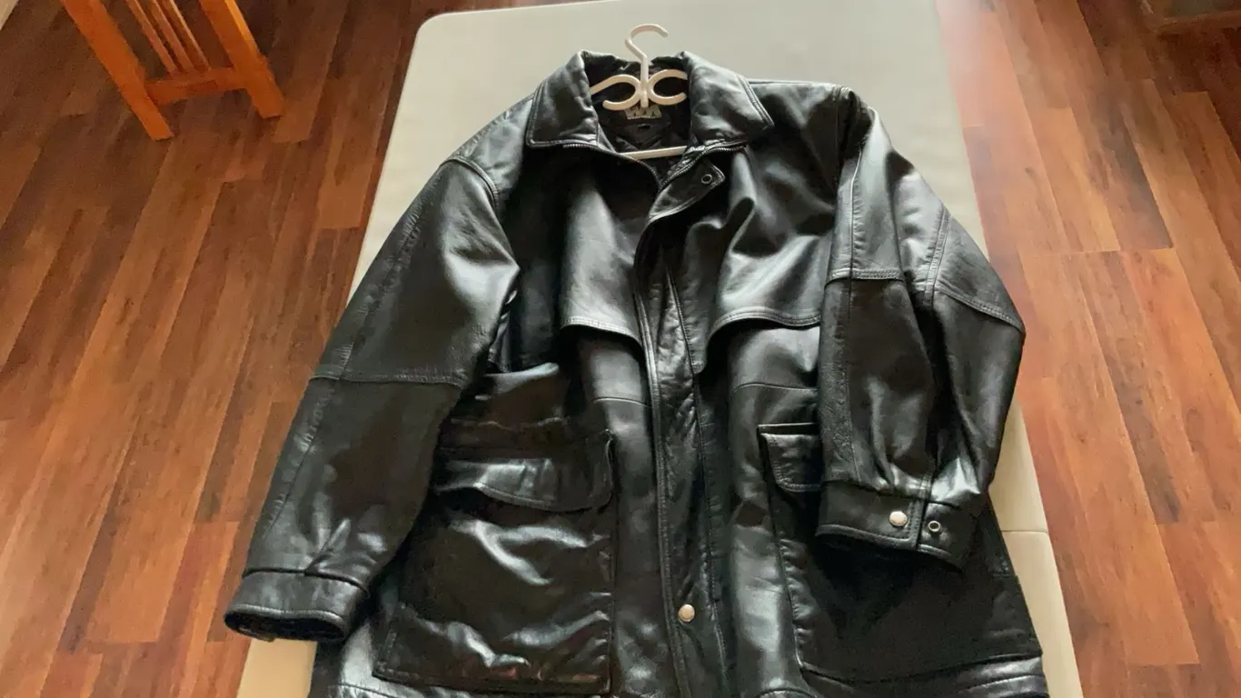 Weatherman Black Leather Jacket Size 44 Made in Canada