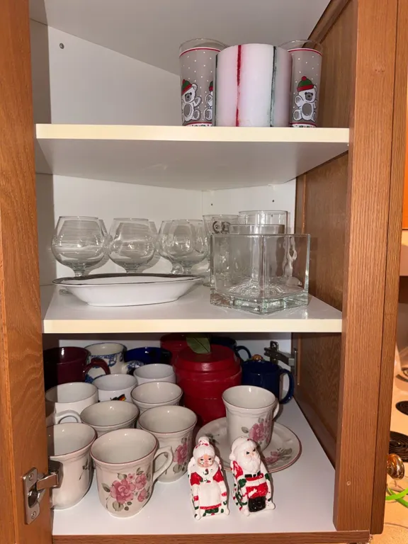 Glassware, Mugs, Plates, and Holiday Figurines