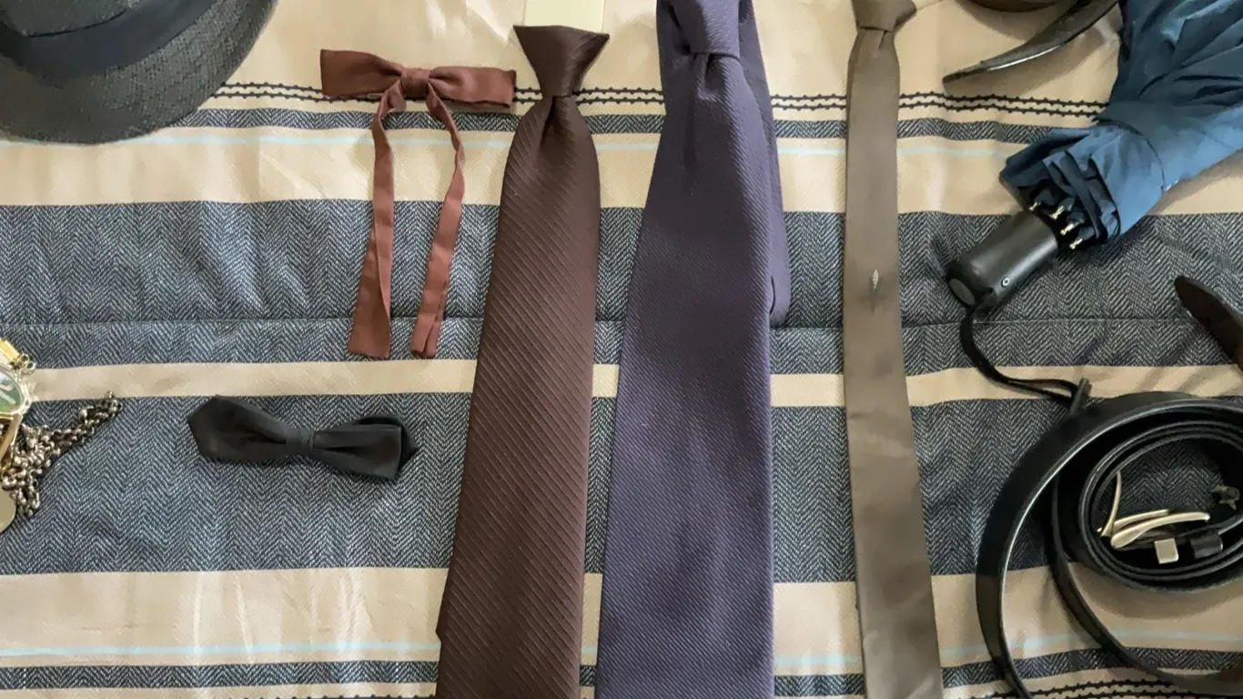 Lot with 7 Baseball Caps, 2 Leather Belts, 3 Neckties, Accessories