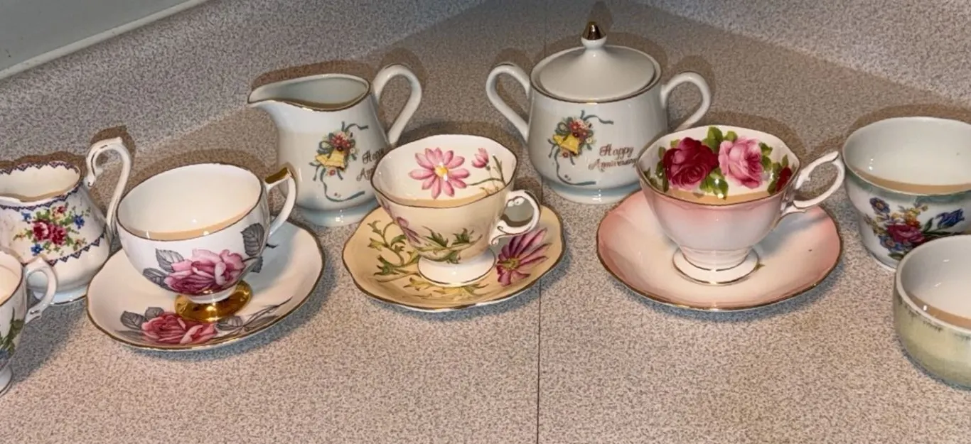 Bone China and Porcelain Tea Cups and Creamers by Royal Vale, Royal Albert, Made in Japan