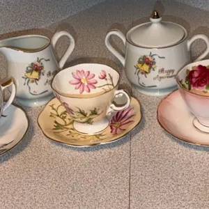 Bone China and Porcelain Tea Cups and Creamers by Royal Vale, Royal Albert, Made in Japan