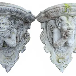 Cast Stone Wall Shelves with Satyr Motif