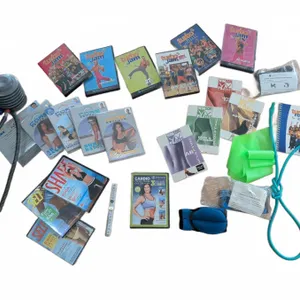 Home Fitness DVD Lot With Accessories and Resistance Bands