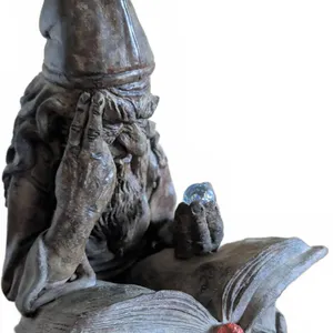 David Goode Wizards Gnome Concrete Figure Reading Book with Orbs