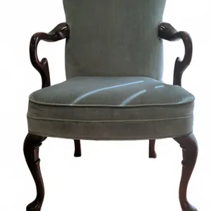 Upholstered Armchair with Curved Wood Frame and Cabriole Legs
