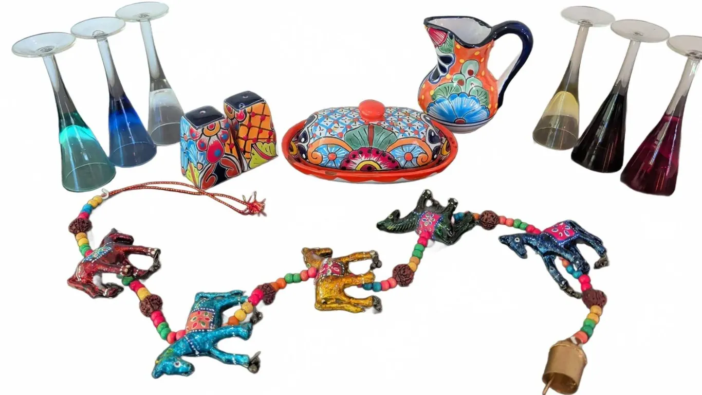 Colourful Mexican Talavera Pottery Table Set, and more