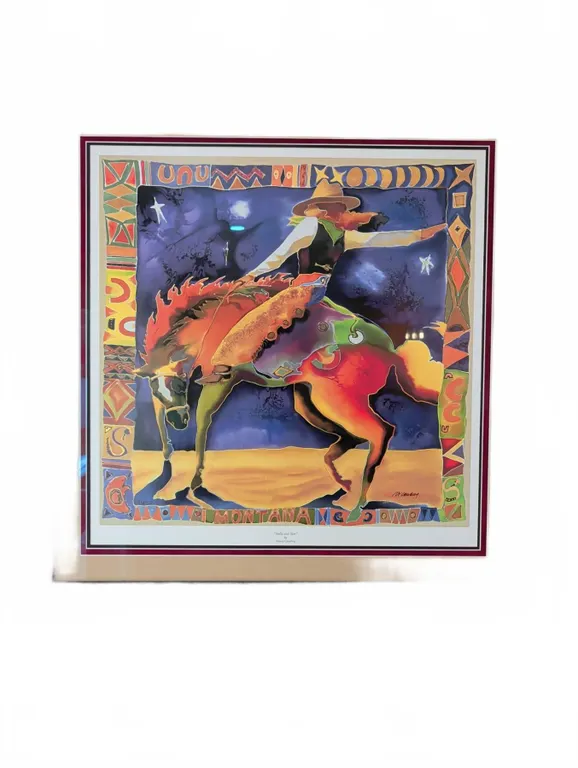 “Stella and Star” by Nancy Cawdrey Framed Art, 36x36 Inches