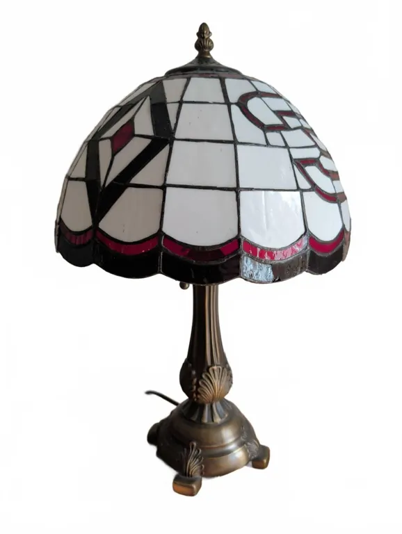 Stained Glass Table Lamp With Brass-Coloured Metal Base