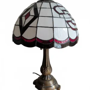 Stained Glass Table Lamp With Brass-Coloured Metal Base