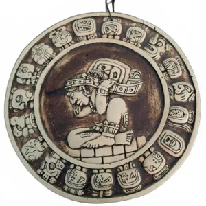 Handcrafted Mayan-Style Clay Wall Plaque, 12-Inch Diameter