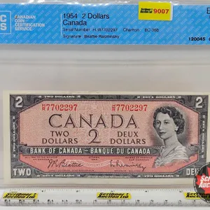 Canada $2 Bill 1954 : Beattie/Rasminsky #HR7702297 (CCCS Cert : EF-45 : Extra Fine)