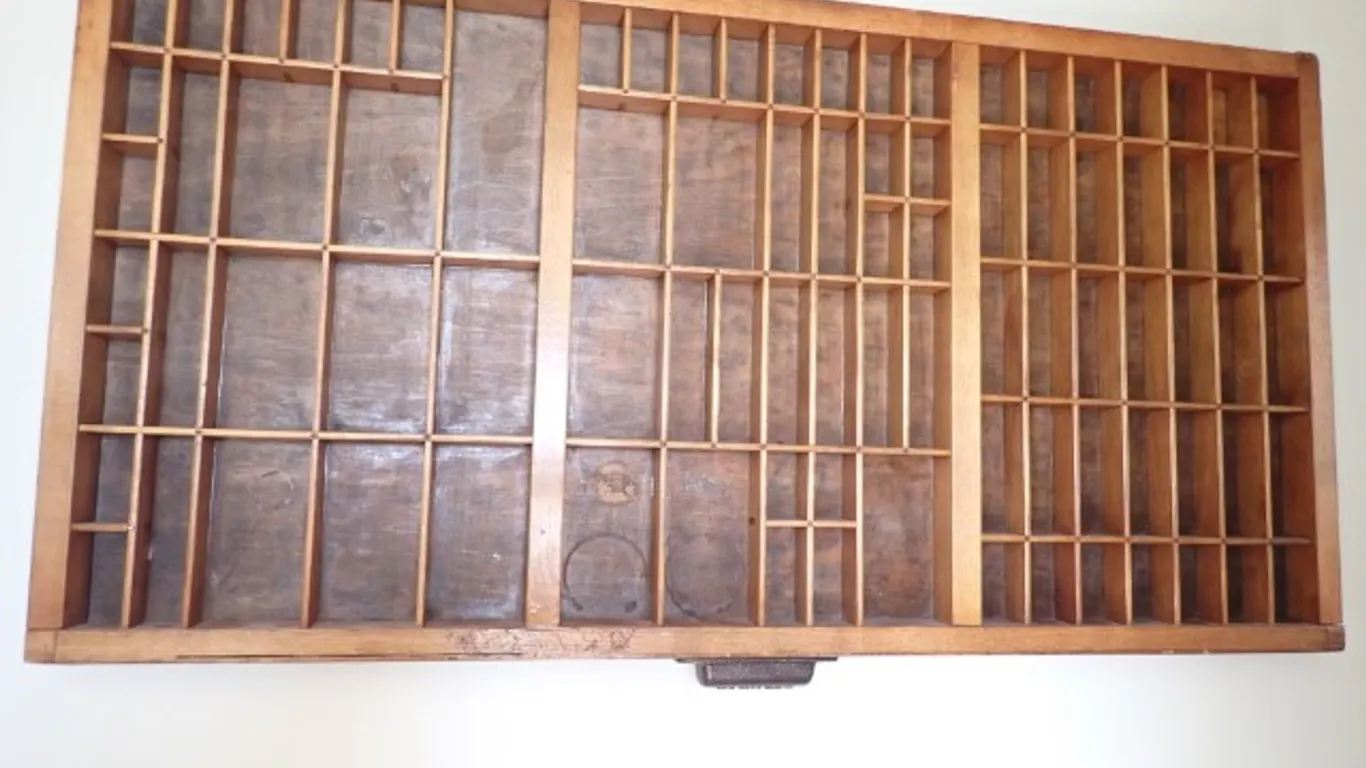 Vintage Wooden Printer's Tray