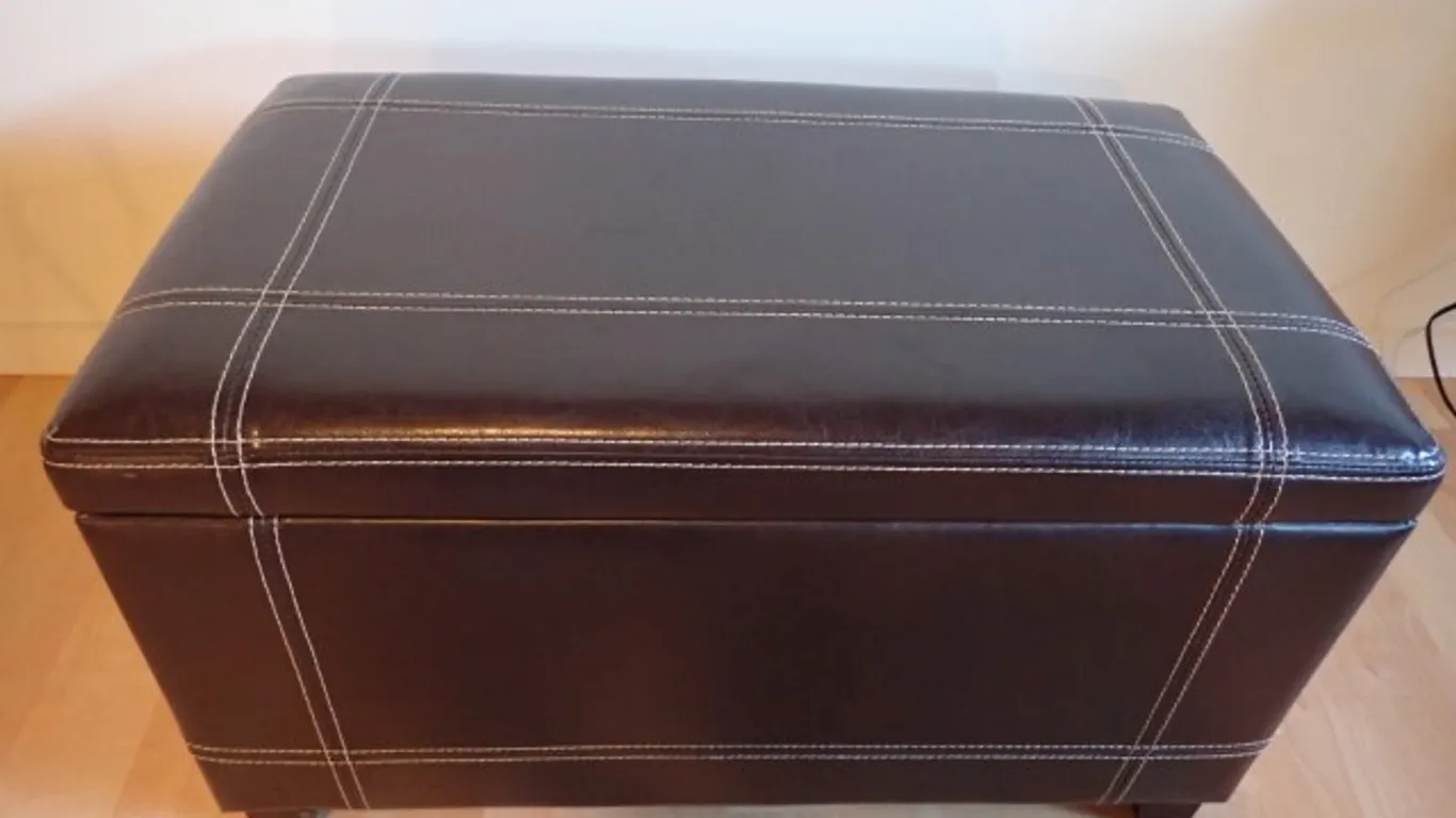 Faux Leather Storage Ottoman