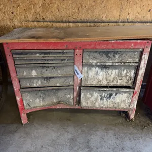 Craftsman 43” x 18” Steel Cabinet w/ Contents - Draws and Legs Bent