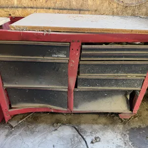 Craftsman 43” x 18” Steel Cabinet w/ Contents - Draws and Legs Bent