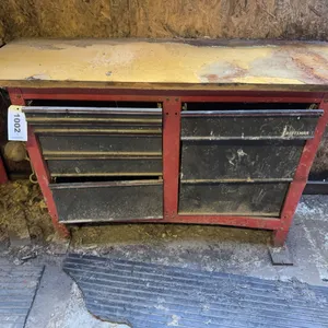 Craftsman 43” x 18” Steel Cabinet w/ Contents - Draws and Legs Bent