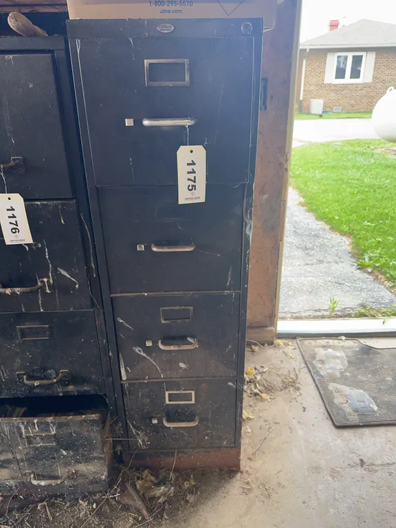 4 Draw Cabinet and misc Contents - 50” T x 26” D x 15” W - Draws roll hard