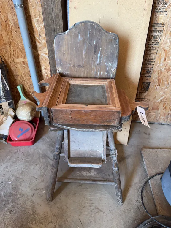 Wooden High Chair and Cabinet