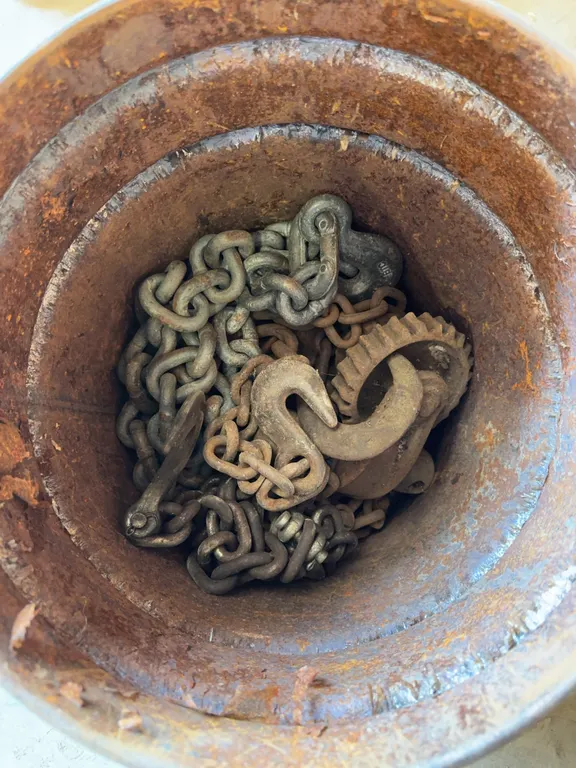 Steel Container of Log Chains