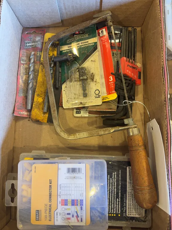 Electrical Terminals, Allen Wrenches, Drill Bits, Hand Saw