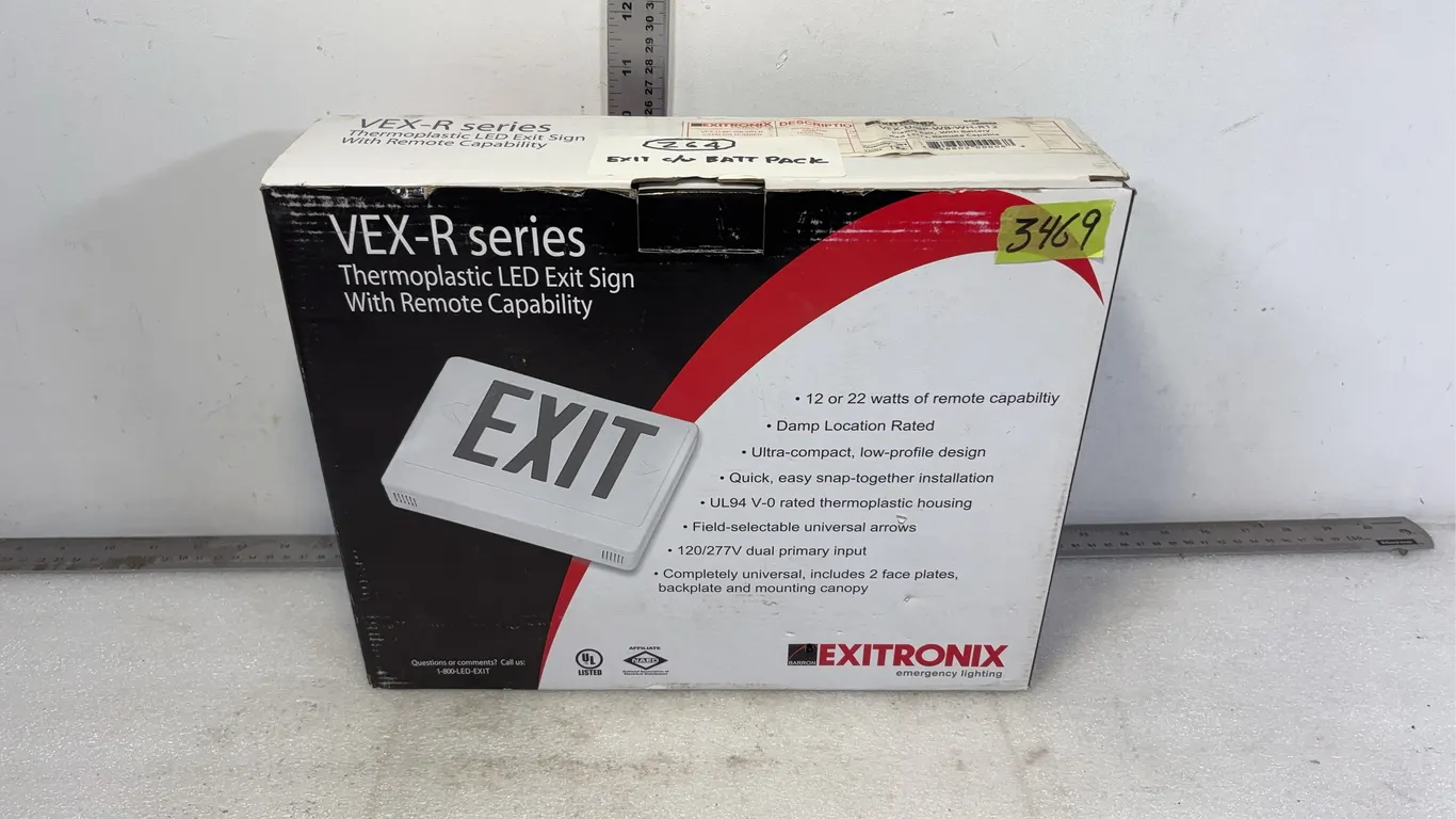 Exitronix VEX-R Series LED Exit Light Sign, 12 or 22 Watts, approx. Dimensions *Unreserved*