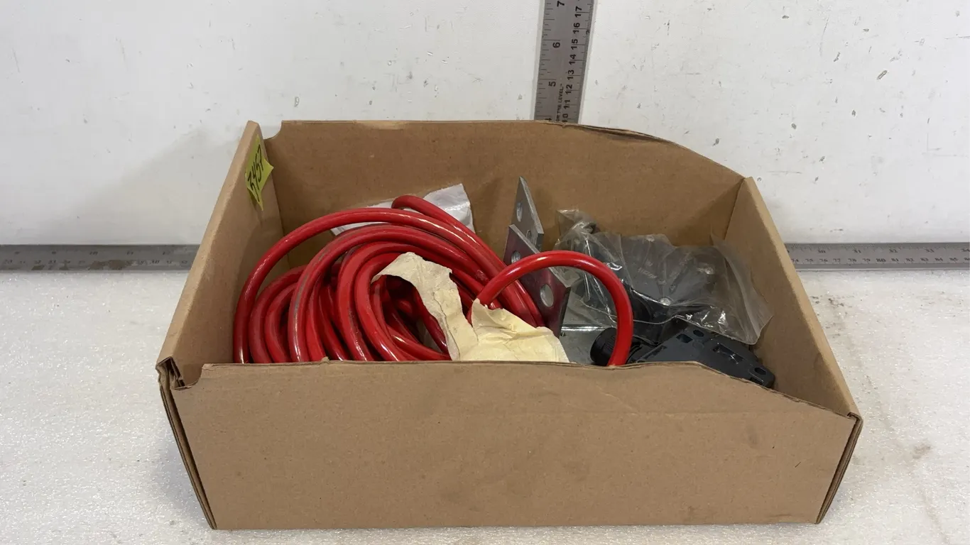 Box of Heavy Gauge Electrical Cable, approx. 10ft Length, L Brackets, approx. 2 pce and Pull Switch Hardware Kit, Rope-Actuated Position Switch, appro