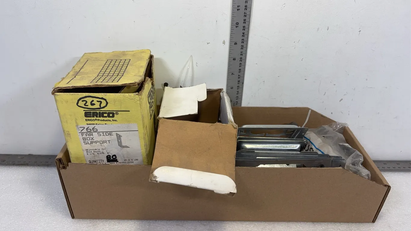 Box of Assorted Wall Plate Covers, approx. 14 pce, Caddy Wire Clips, approx. 17 pce, Caddy Box Supports, approx. 80 pce, Cable Clips, approx. 50 pce *