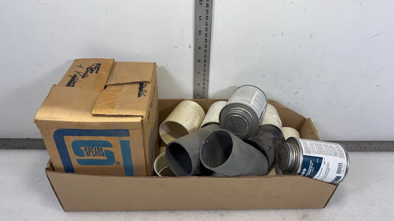 Box of 2" Couplings, approx. 14, 2 cans IPEX 100 Solvent Cement, *Unreserved*