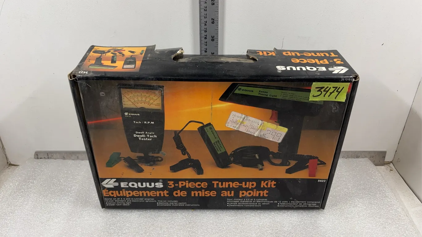 Equus 3 Piece Tune Up Kit in Box, works with 12V Standard and Electronic Ignitions, approx. Dimensions of Box 14" x 9" x 3 1/2" *Unreserve