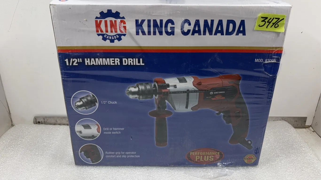 King Canada 1/2" Hammer Drill in Box, Model No. 8309N, approx. Dimensions of Box 14" x 12" x 3 1/2"*Unreserved*