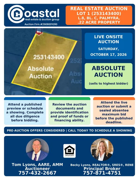 Lot 1 (253143400) L.8, BL. C, PALMYRA, .22 Acre Property