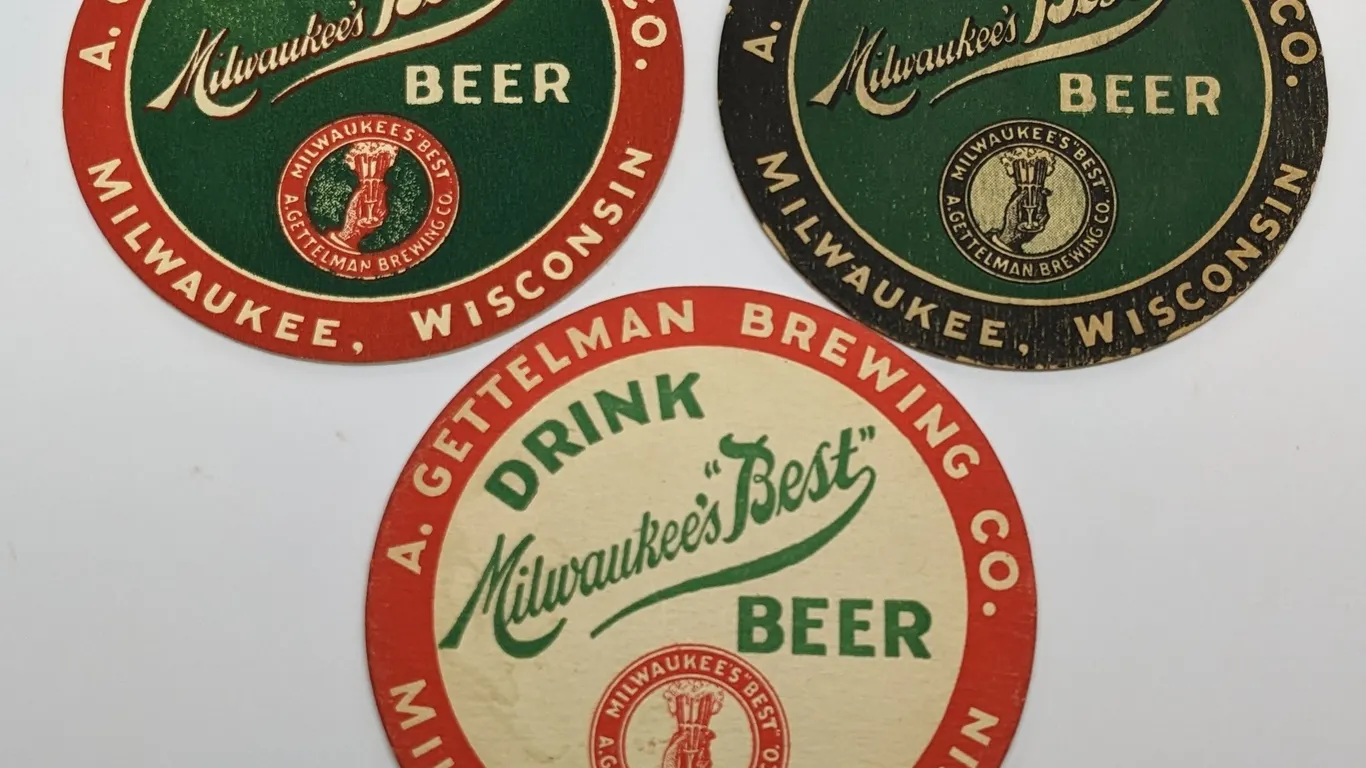 3- DRINK MILWAUKEE'S BEST BEER COASTERS A. GETTELMAN BREWING MILWAUKEE WISCONSIN