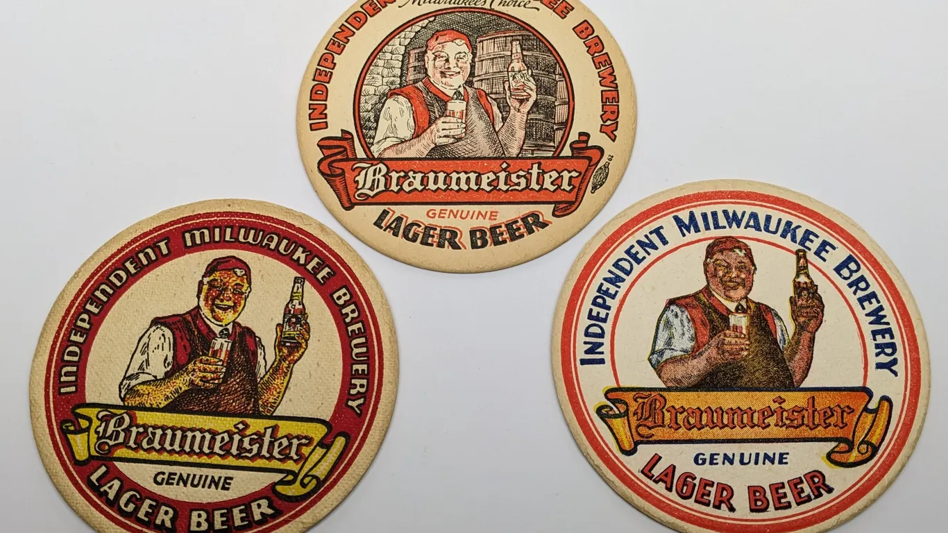 3- BRAUMEISTER GENUINE LAGER BEER COASTERS MILWAUKEE WISCONSIN