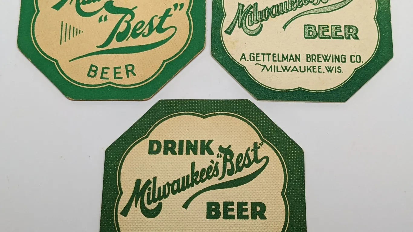 3- GETTELMAN MILWAUKEE'S BEST BEER COASTERS MILWAUKEE WISCONSIN (ALL DIFFERENT)