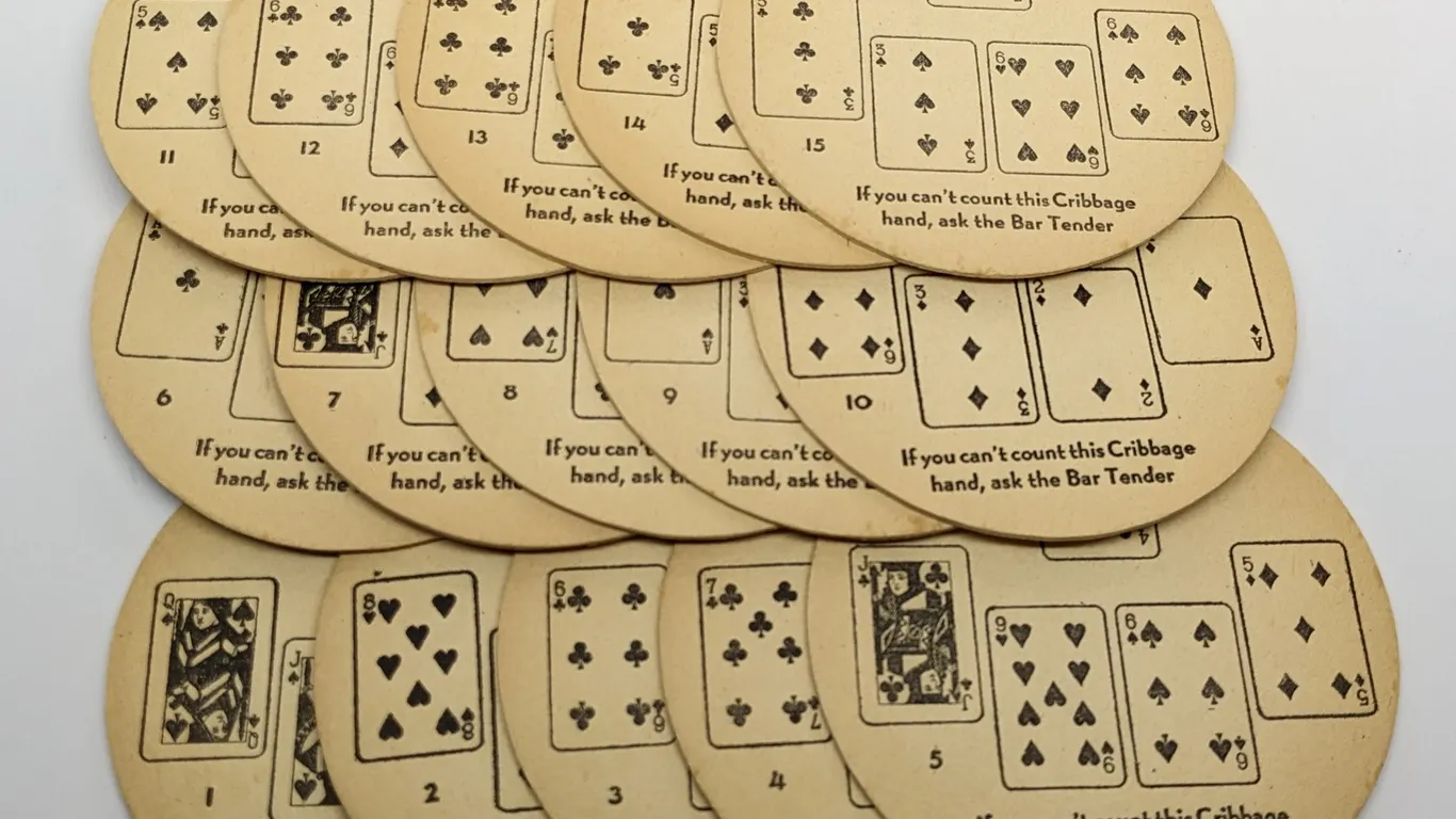 SET 1 TO 15 CHIEF OSHKOSH BEER CRIBBAGE COASTERS OSHKOSH WISCONSIN