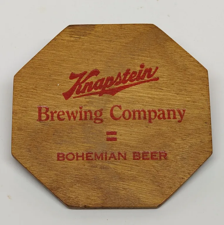 KNAPSTEIN'S BOHEMIAN BEER WOOD COASTER NEW LONDON WISCONSIN (2 SIDED)