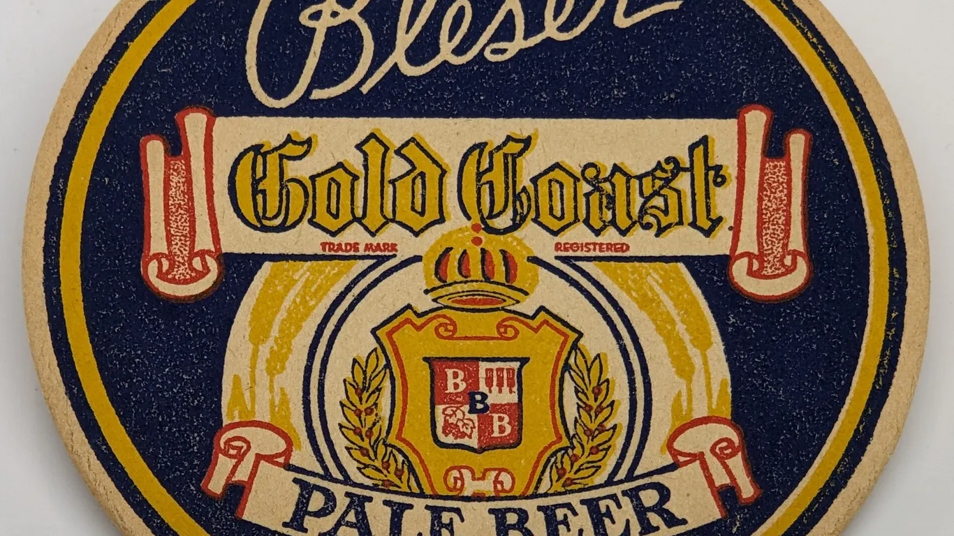 GOLD COAST PALE BEER COASTER BLESER BREWING MANITOWOC WISCONSIN