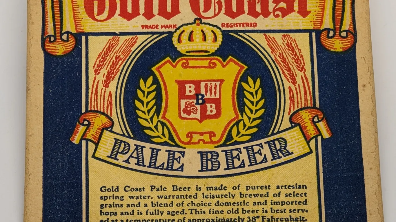 GOLD COAST PALE BEER COASTER BLESER BREWING MANITOWOC WISCONSIN