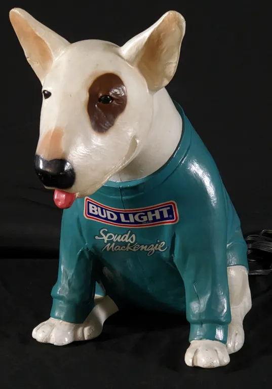 1986-1987 BUDWEISER BUD LIGHT SPUDS MACKENZIE LIGHTED SIGN "BULL TERRIER"