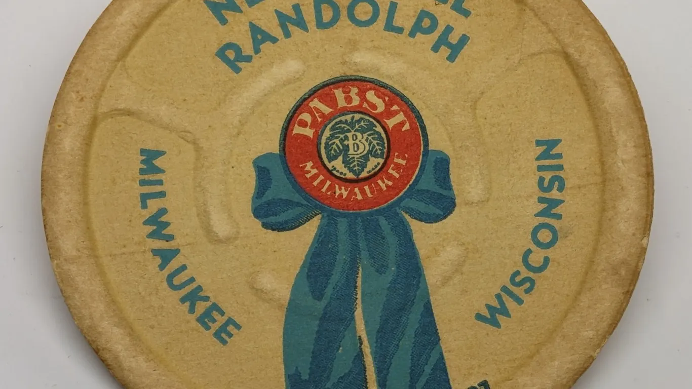 PABST BLUE RIBBON BEER COASTER NEW HOTEL RANDOLPH MILWAUKEE WISCONSIN