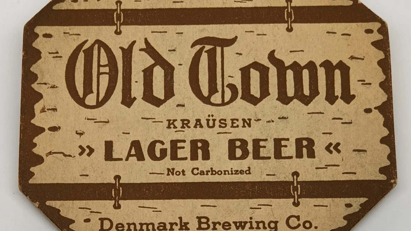 OLD TOWN KRAUSEN LAGER BEER COASTER DENMARK WISCONSIN