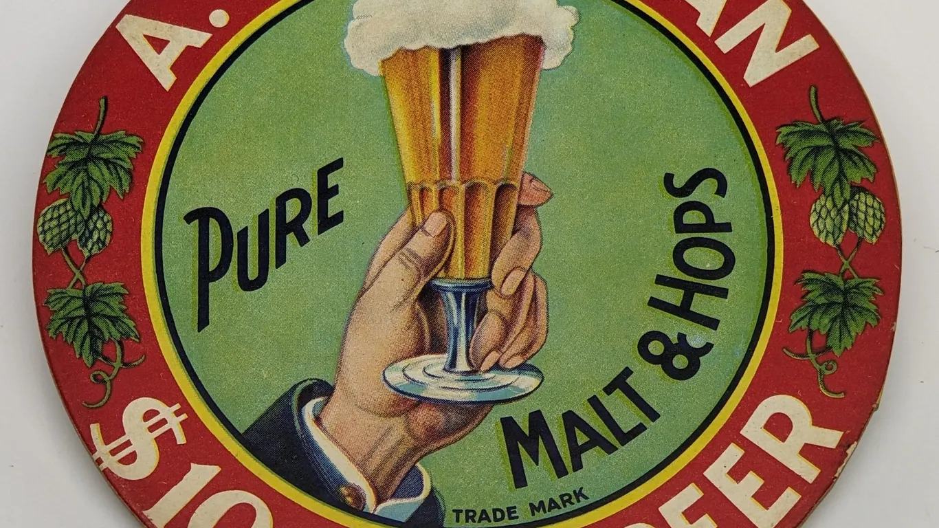 A. GETTELMAN PURE MALT & HOPS $1000 BEER COASTER MILWAUKEE WISCONSIN