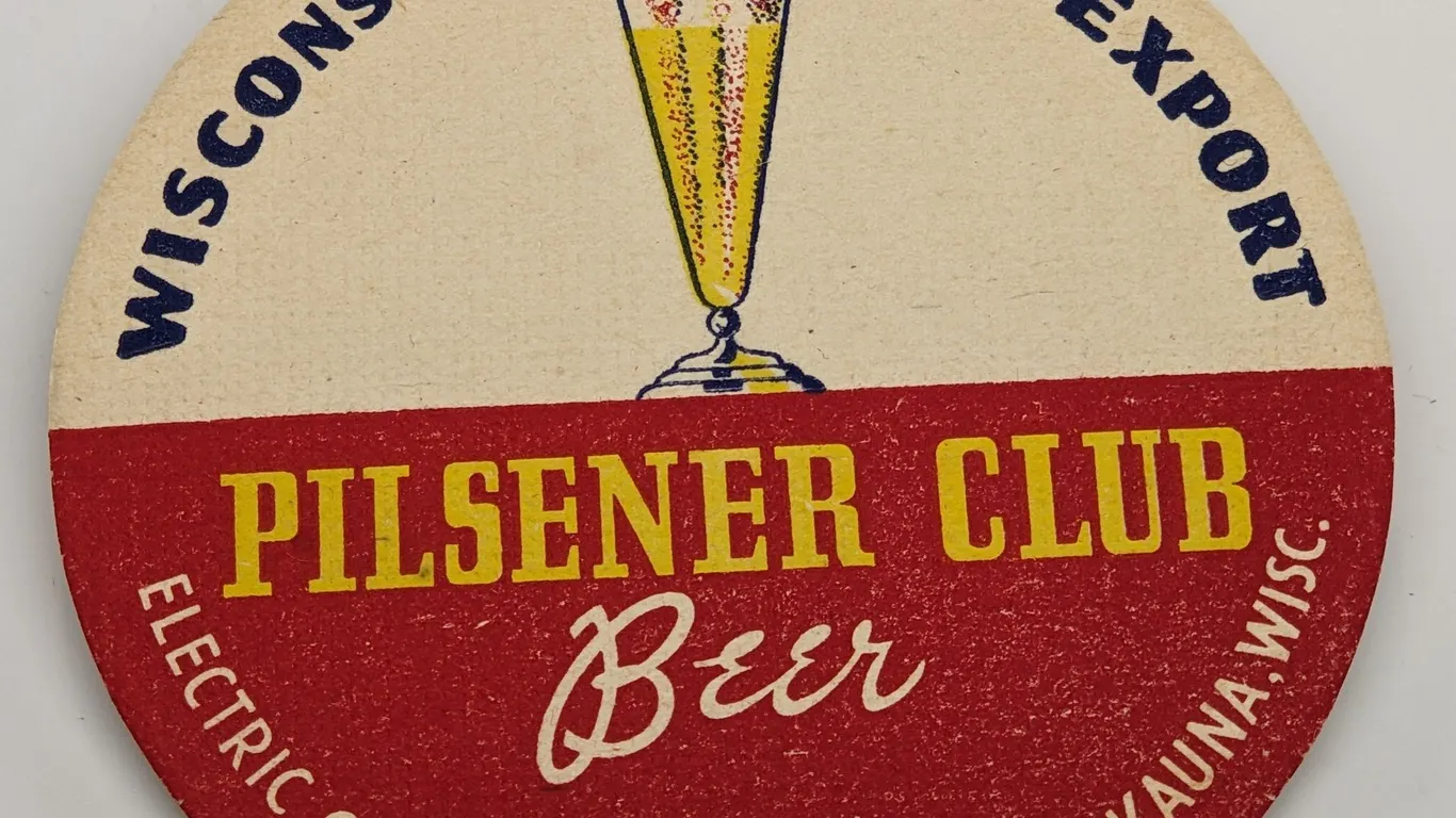 WISCONSIN'S FANCY EXPORT PILSENER CLUB BEER COASTER KAUKAUNA