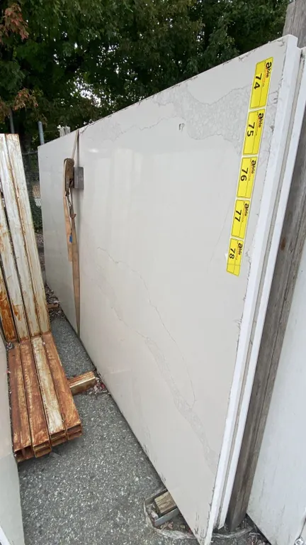 1 WHITE STONE WITH GREY GRAIN COUNTERTOP SLAB APPROX 10' 7"L X 5' 4"W X 1 1/4" THICK