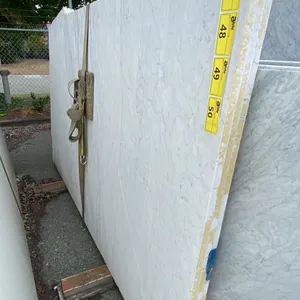 1 STONE COUNTERTOP SLAB WHITE WITH GREY GRAIN APPROX 8' 8"L X 5' 2"W X 1 1/4" THICK