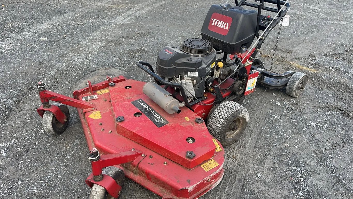 Toro Turbo Force 48 Commercial Walk Behind Mower with Bronco Rider Cart