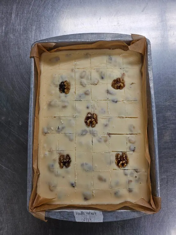 Tray of Maple Nut Fudge from Medora Fudge Depot